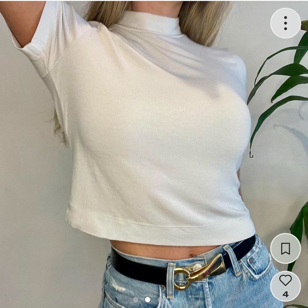 aritzia babaton classic white mock neck tee